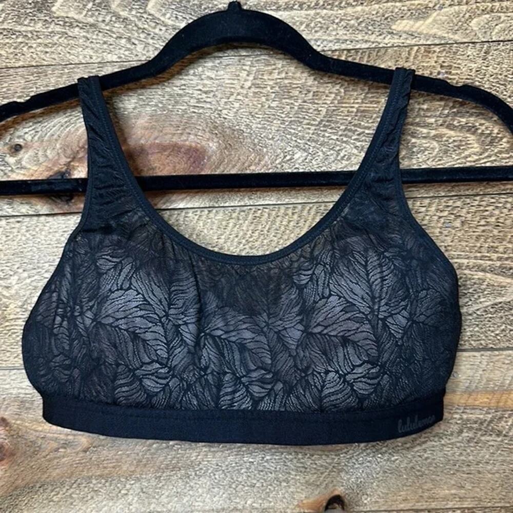 Lululemon Shadow Mesh Leaf Bra Black Lightweight Stretch Size Medium